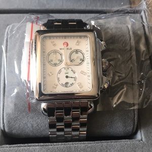 Michele XL deco watch with matching bands